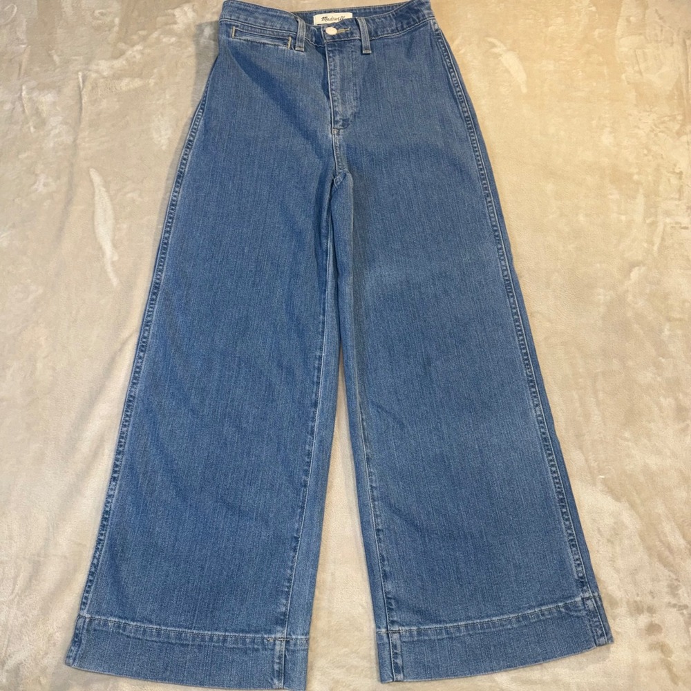 Madewell Emmett Wide-Leg Crop Jeans Medium Wash Denim High Rise Size 25